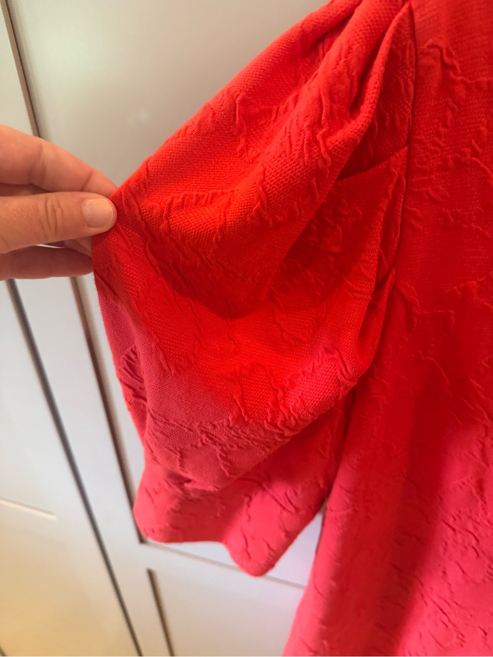 Lilly Pulitzer Red Textured Puff-Sleeve Shift Dress - Picture 4 of 4